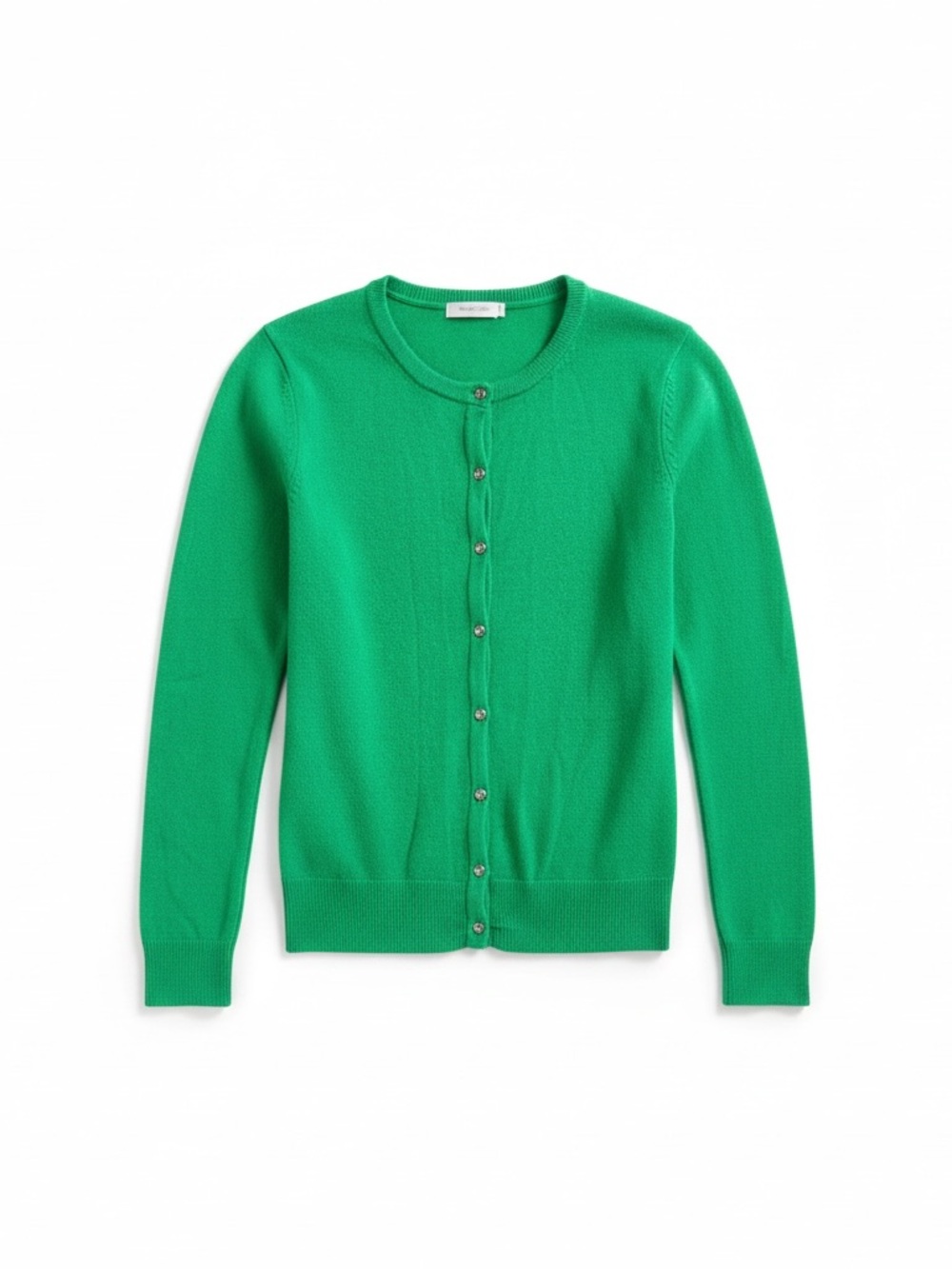New York & Company Kelly Green Knit Cardigan XS Classic Jeweled Buttons Holiday